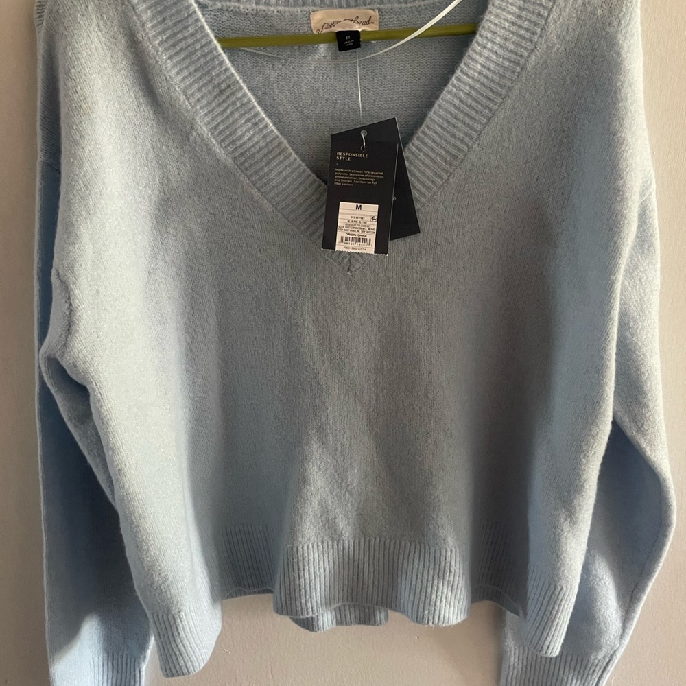 Light Blue V-Neck Women's Sweater